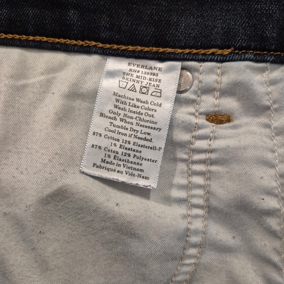 Everlane Mid-Rise Skinny Stretch Jeans | Dark Blue, Size 31 (12) - Picture 6 of 6